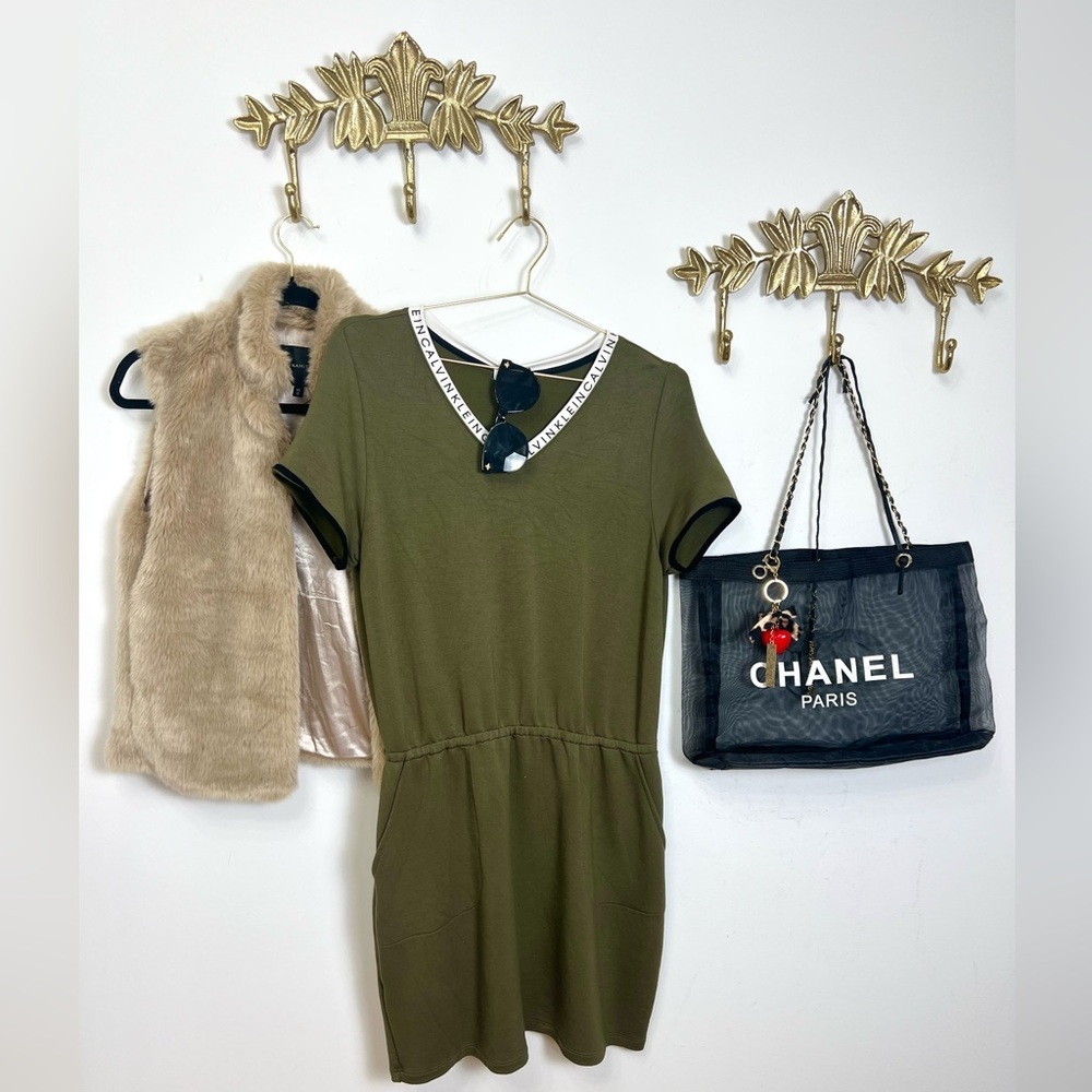 Calvin Klein olive green dress L